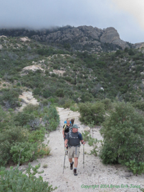 Jerry and Cheetah descending the Rincon Mountains.