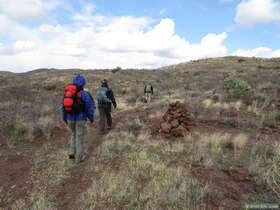 Raquel, Cheetah and Jerry hiking along AZT Passage 14.